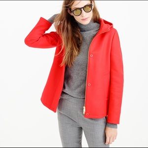 J. Crew Wool Melton Hooded Bib Jacket